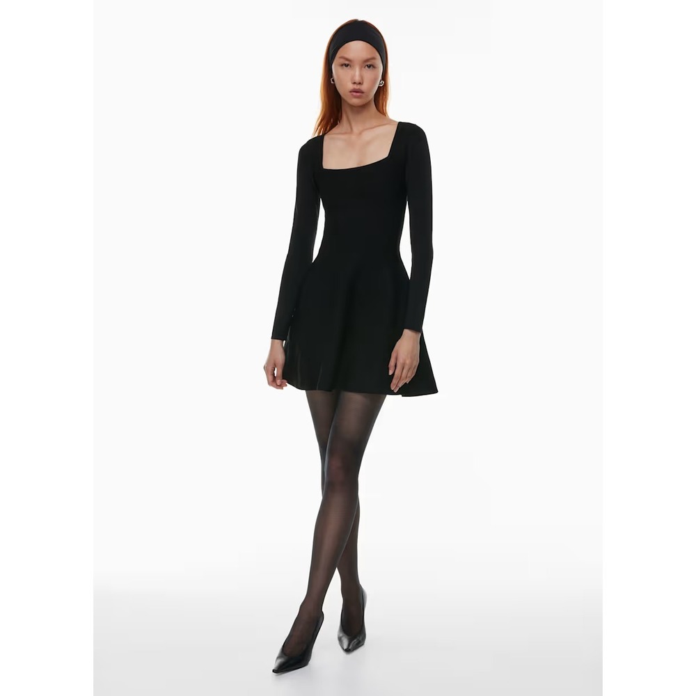 Aritzia Babaton Black Knit‎ Mini Dress NWT XL Sculpt Applause Long Sleeve Party